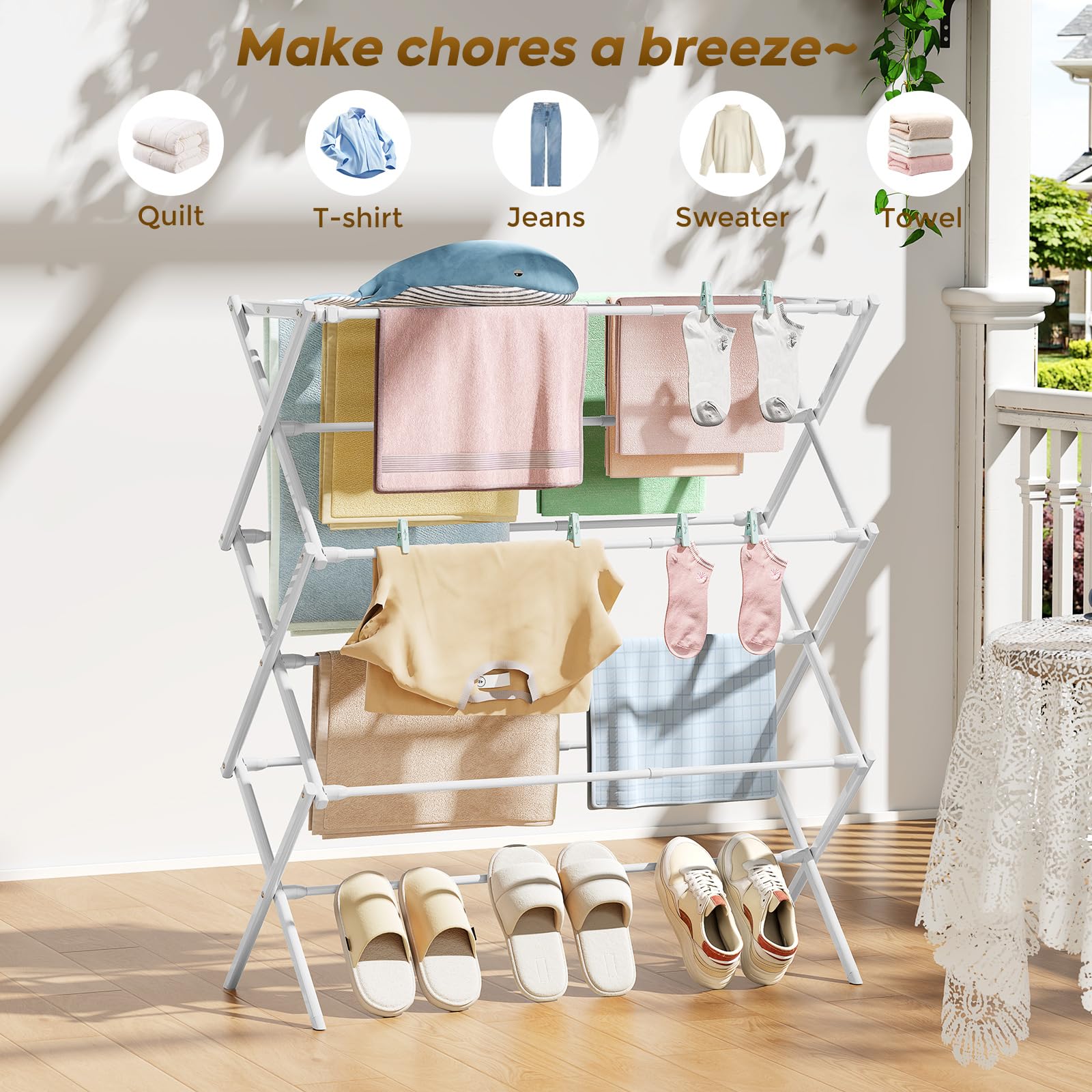 KINGBOARD rust-resistant construction for outdoor drying on calm days.