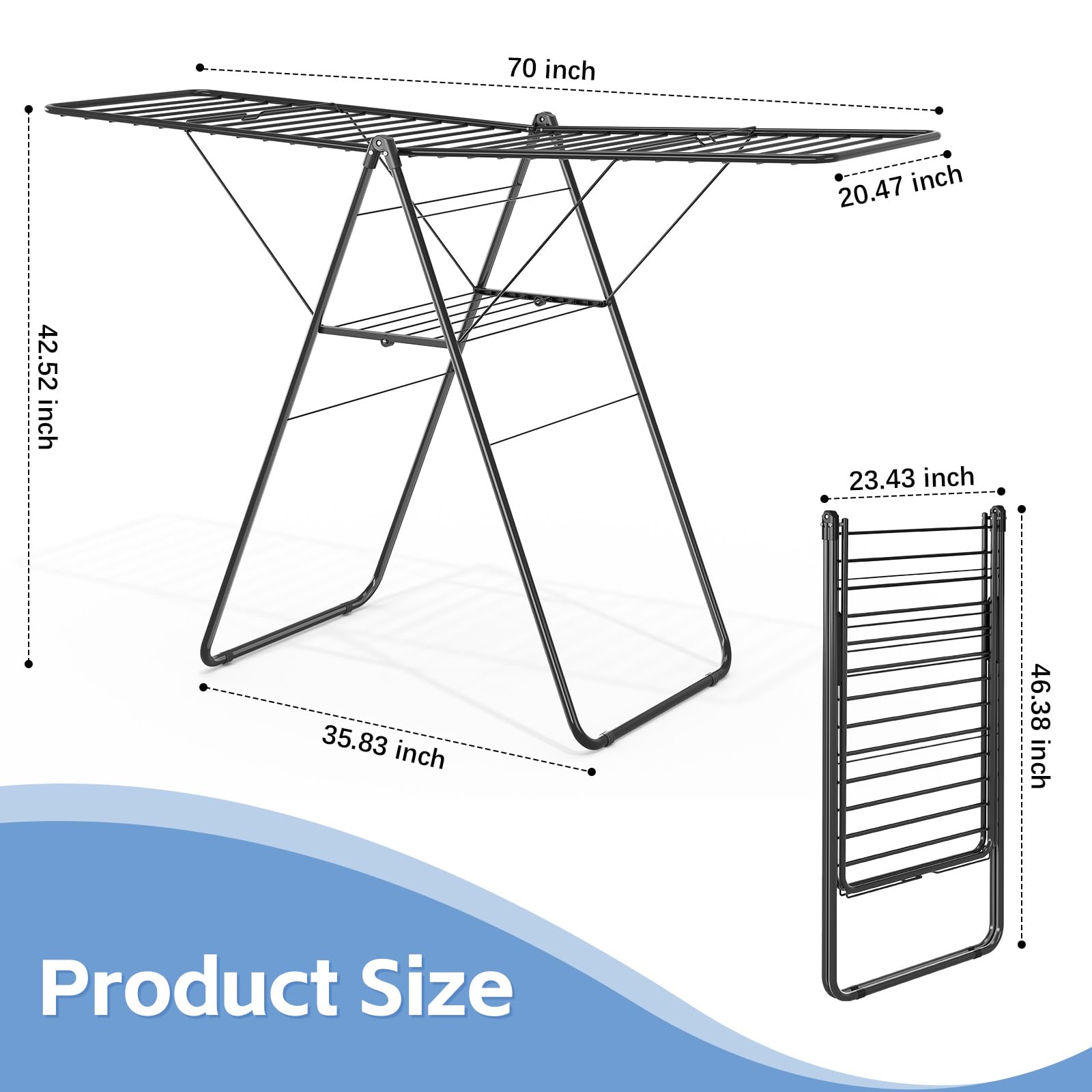 KINGBOARD drying rack second-tier offers 32 rods for towels and small items.