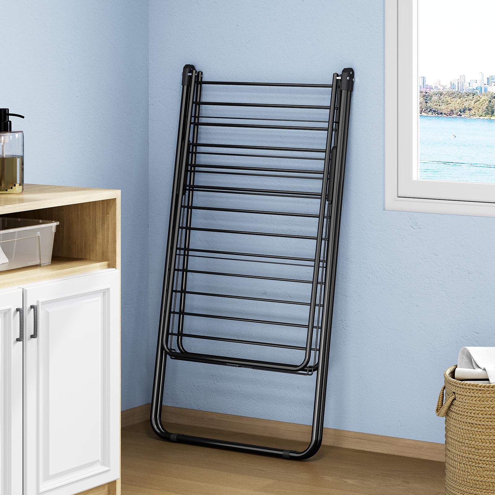 KINGBOARD 32-rods capacity handles family laundry across multiple loads.