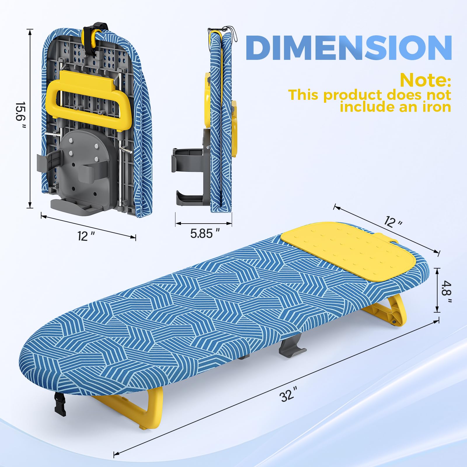 KINGBOARD embedded iron holder keeps the iron neatly stored and within reach.