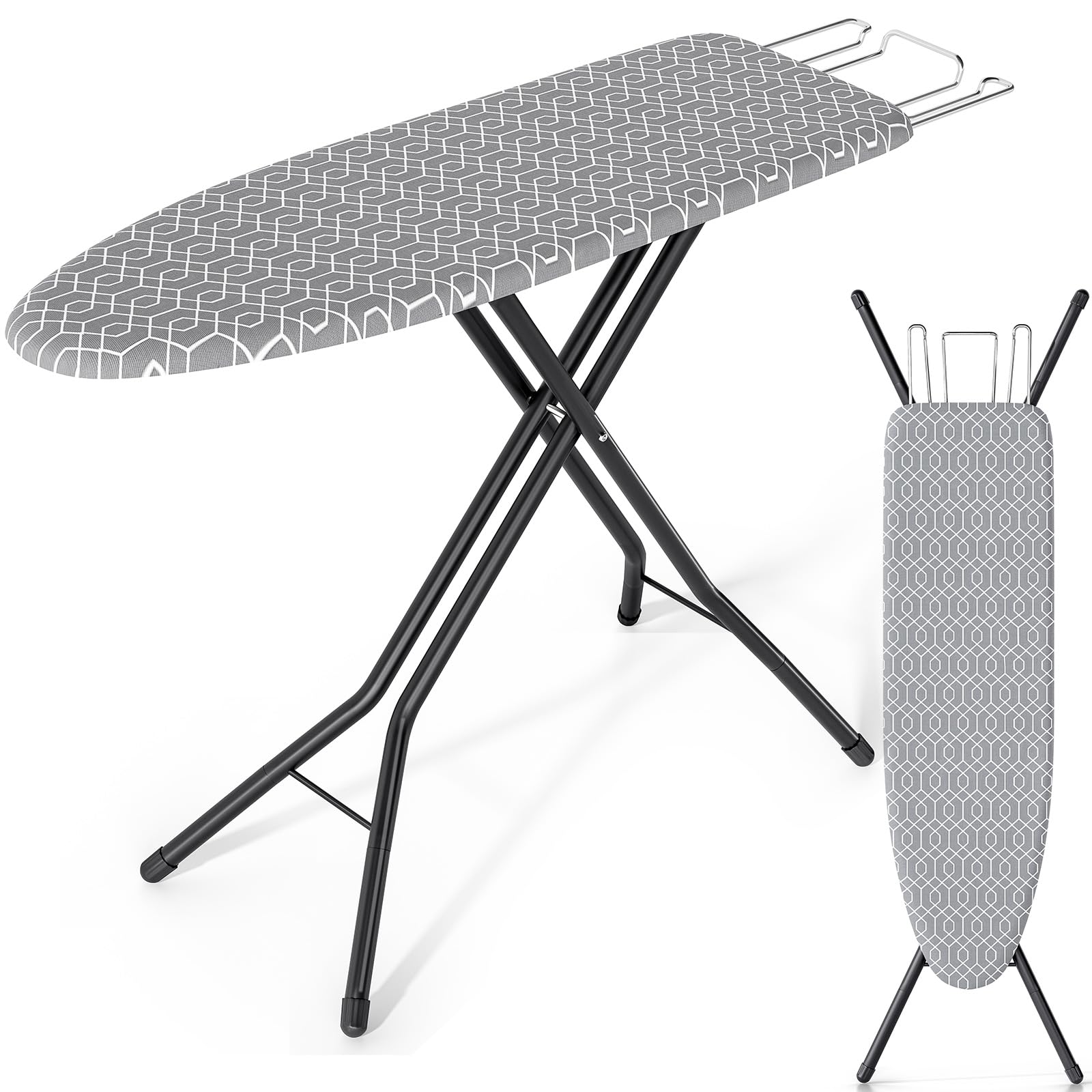 KINGBOARD foldable ironing board full size with stable metal legs for steady ironing