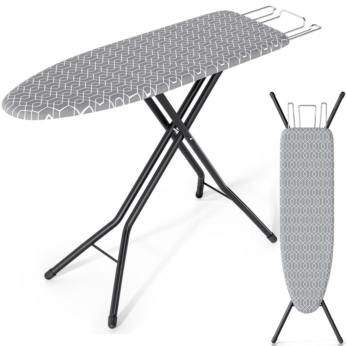KINGBOARD foldable ironing board full size with stable metal legs for steady ironing