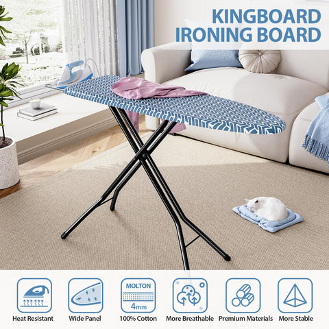 KINGBOARD heavy-duty metal legs ensure stable ironing sessions.