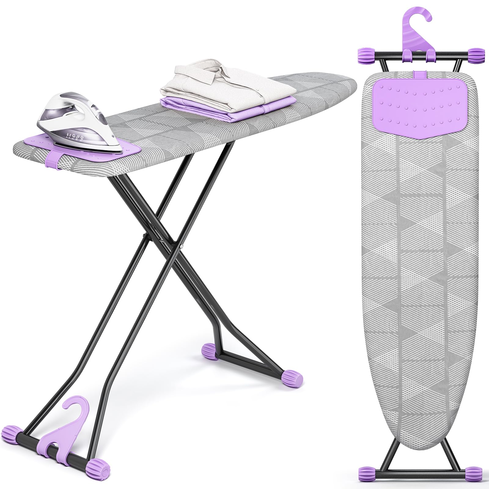 KINGBOARD ironing board with 13x43 inch surface for large garments and versatility