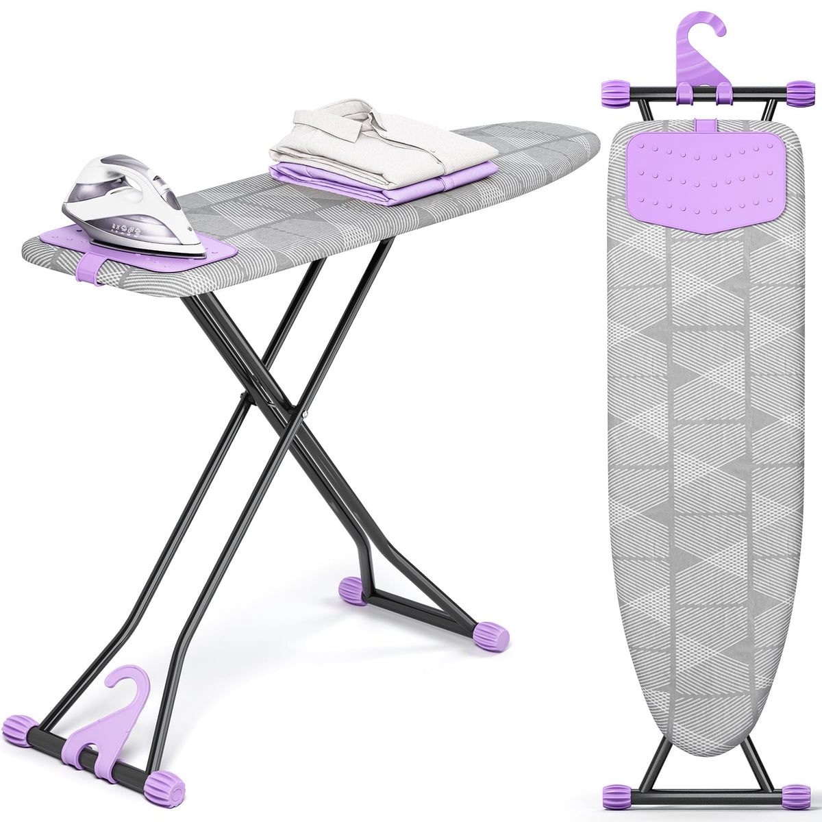 KINGBOARD ironing board with 13x43 inch surface for large garments and versatility