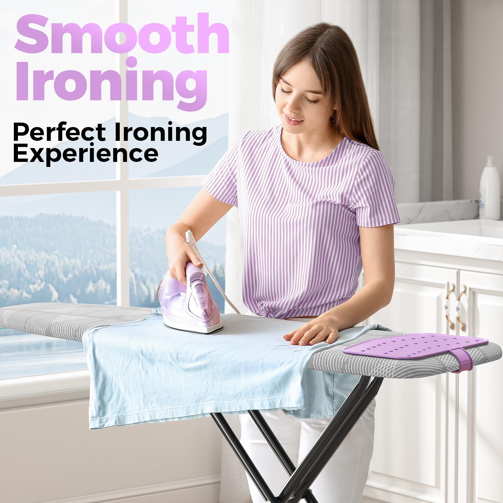 KINGBOARD seven-height system enables comfortable ironing for standing or sitting