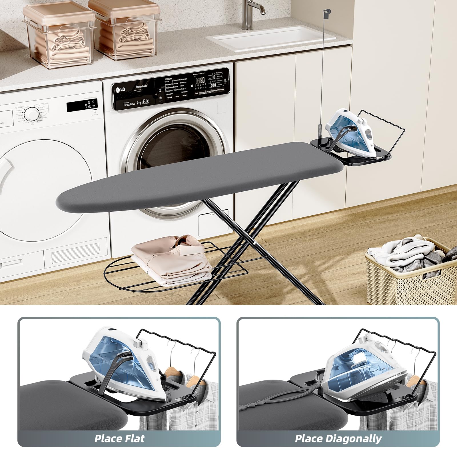 Kingboard ironing board foldable stand saves space when stored