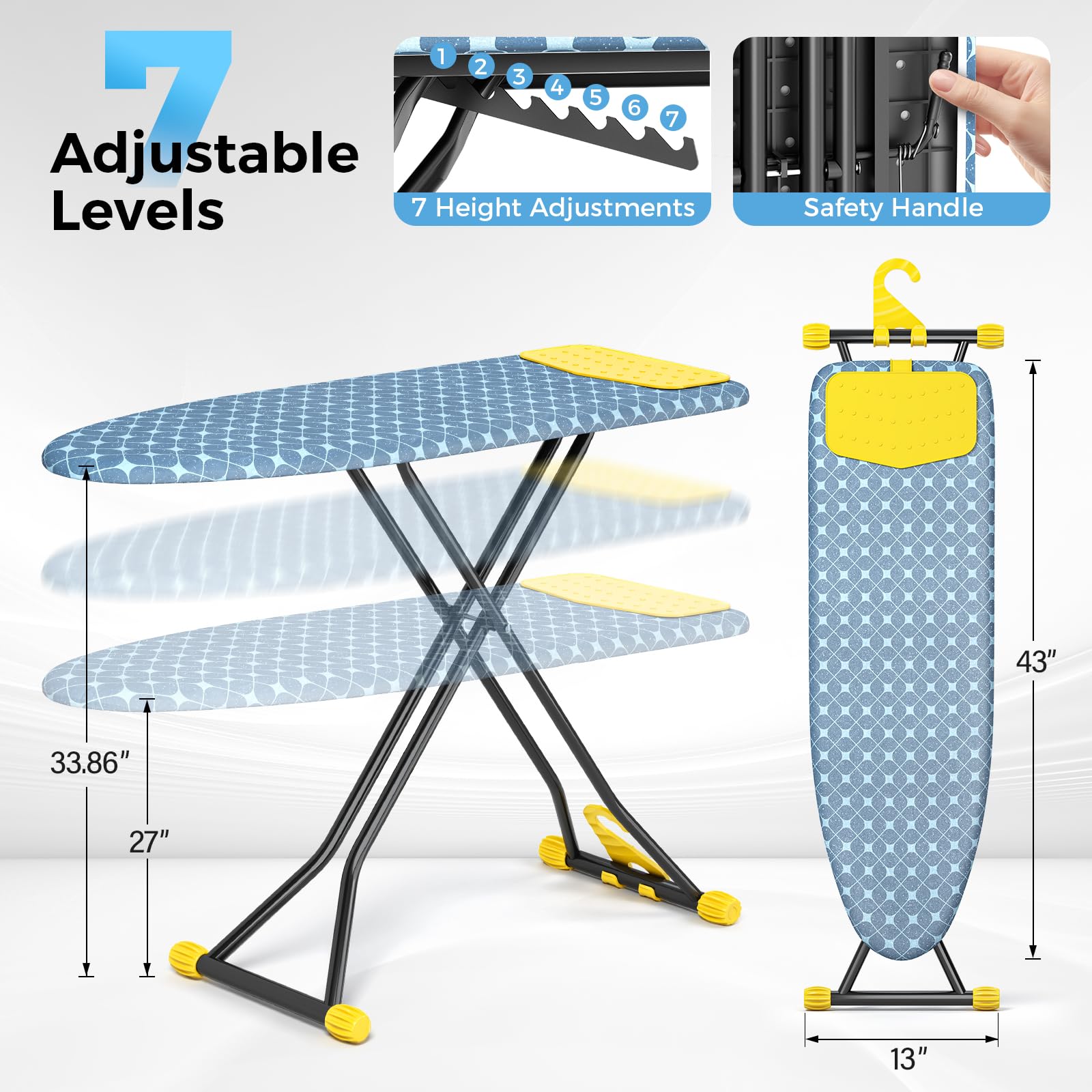 Kingboard ironing board close-up of heat-resistant cover and padding
