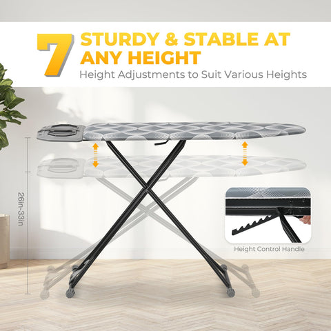 KINGBOARD ironing board height adjustment with seven levels for personalized comfort
