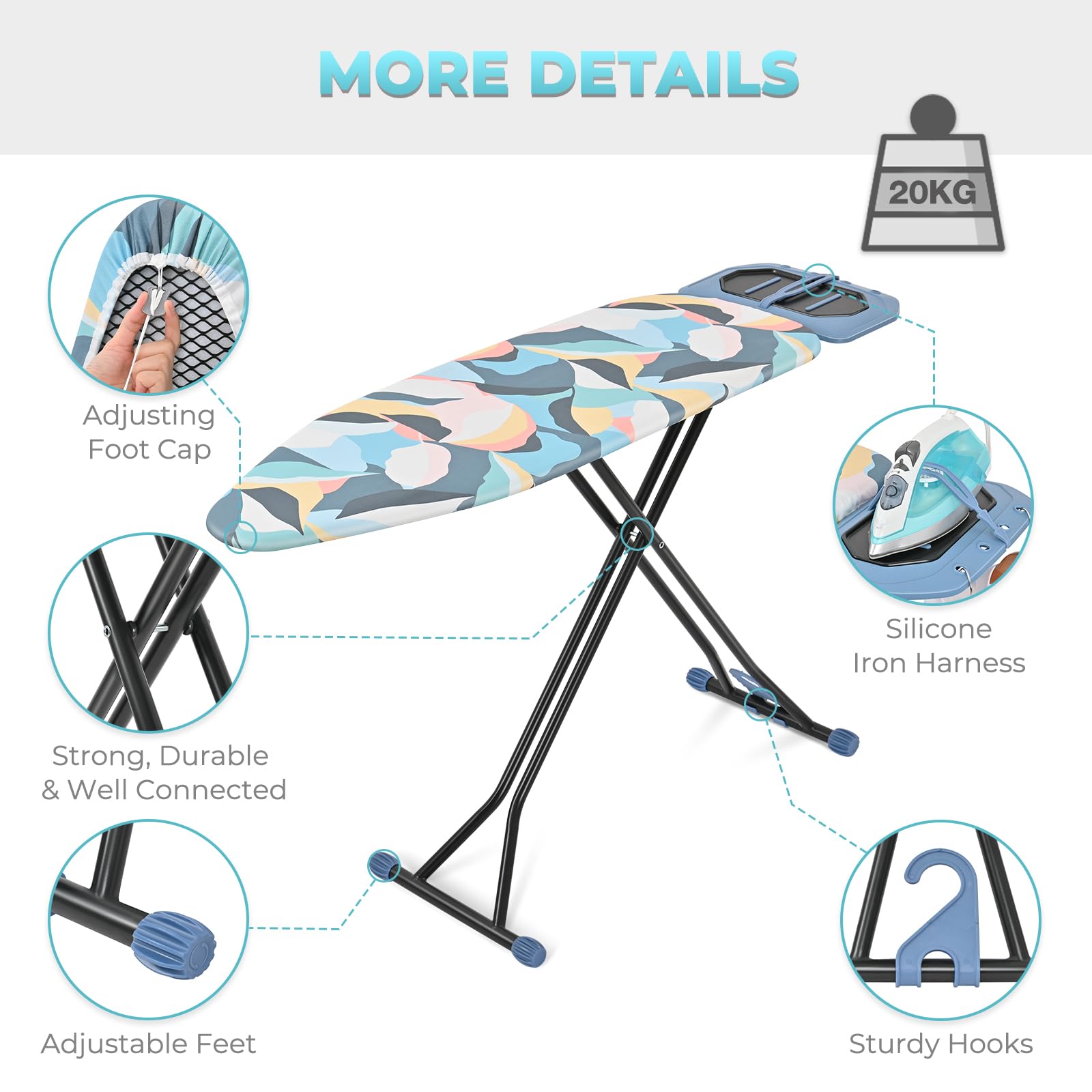 KINGBOARD ironing board mesh surface provides breathable fabric support