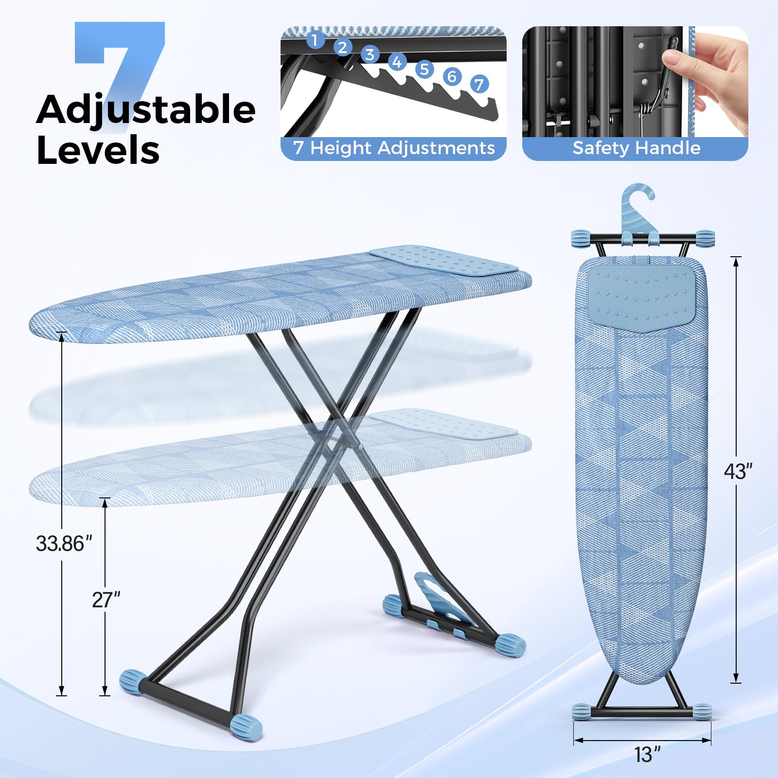 KINGBOARD Ironing Board silicone mat protects fabrics and irons from heat damage.