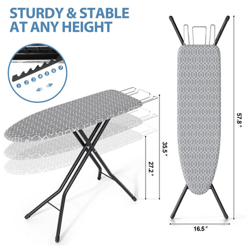 KINGBOARD ironrest and 4-layer cover provide durable heat-resistant ironing surface