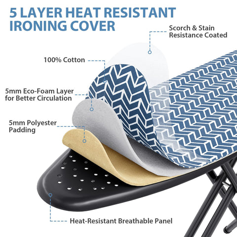 KINGBOARD iron rest and stabilized legs set up securely on a table.