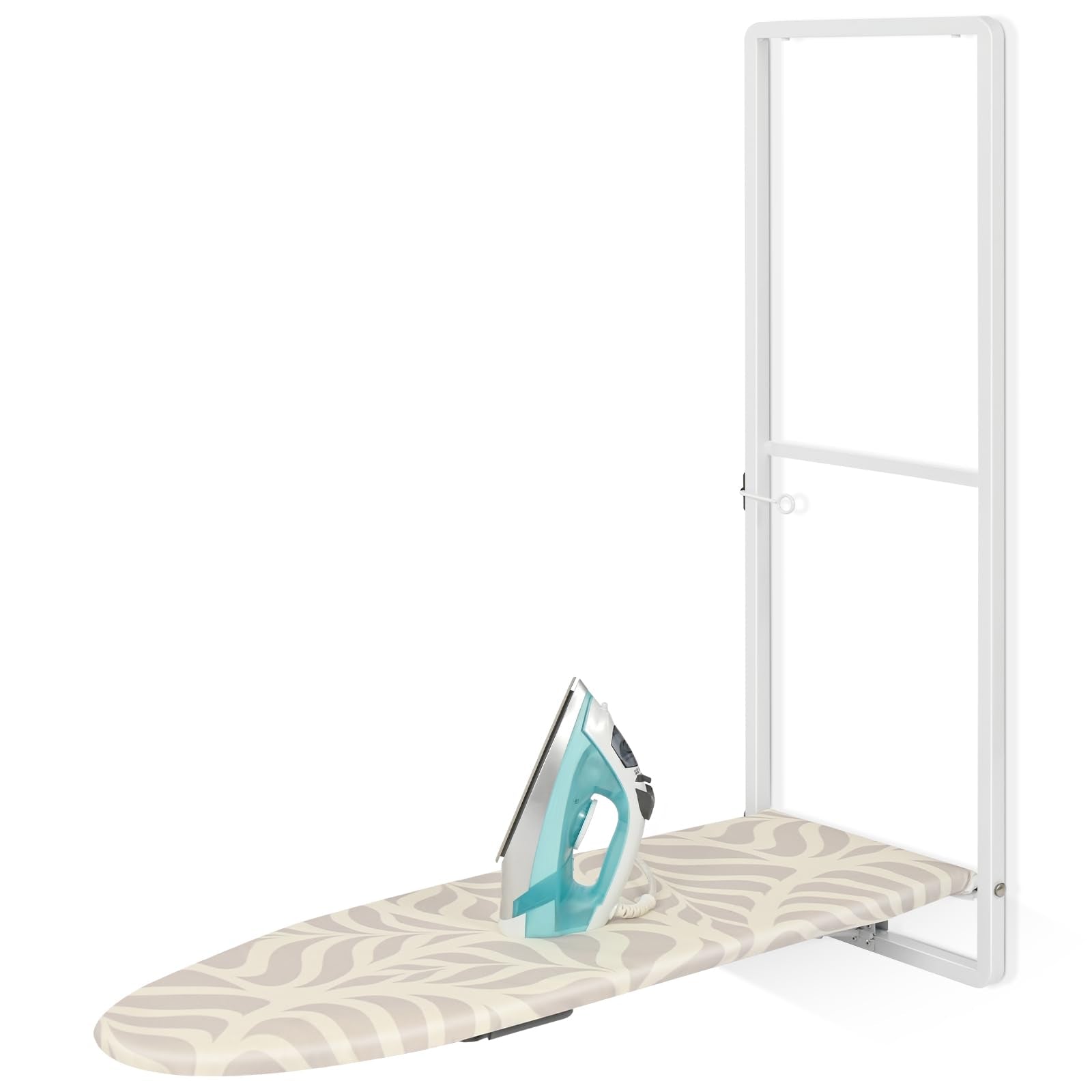 Kingboard over door ironing board in white saves floor space and fits small laundry areas.