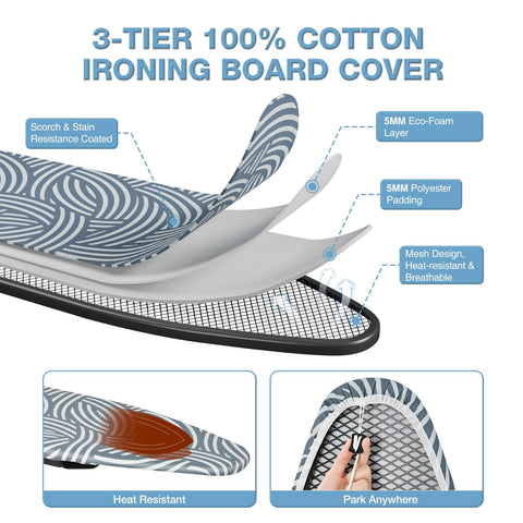 KINGBOARD removable heat resistant cover protects fabrics during ironing