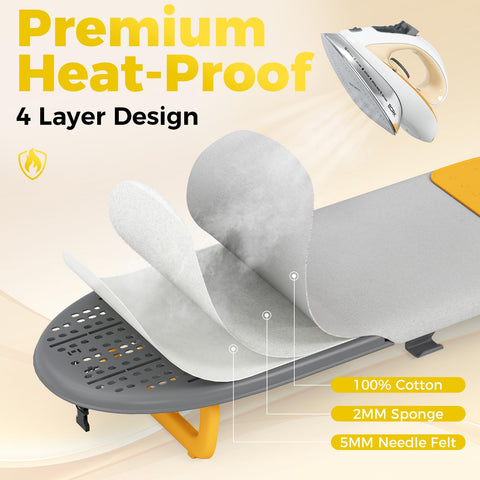 KINGBOARD sturdy frame provides stable ironing on tabletops.