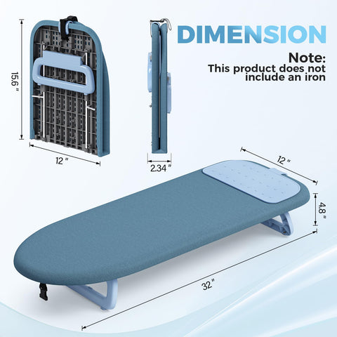 Kingboard blue ironing board folded for compact dorm storage.