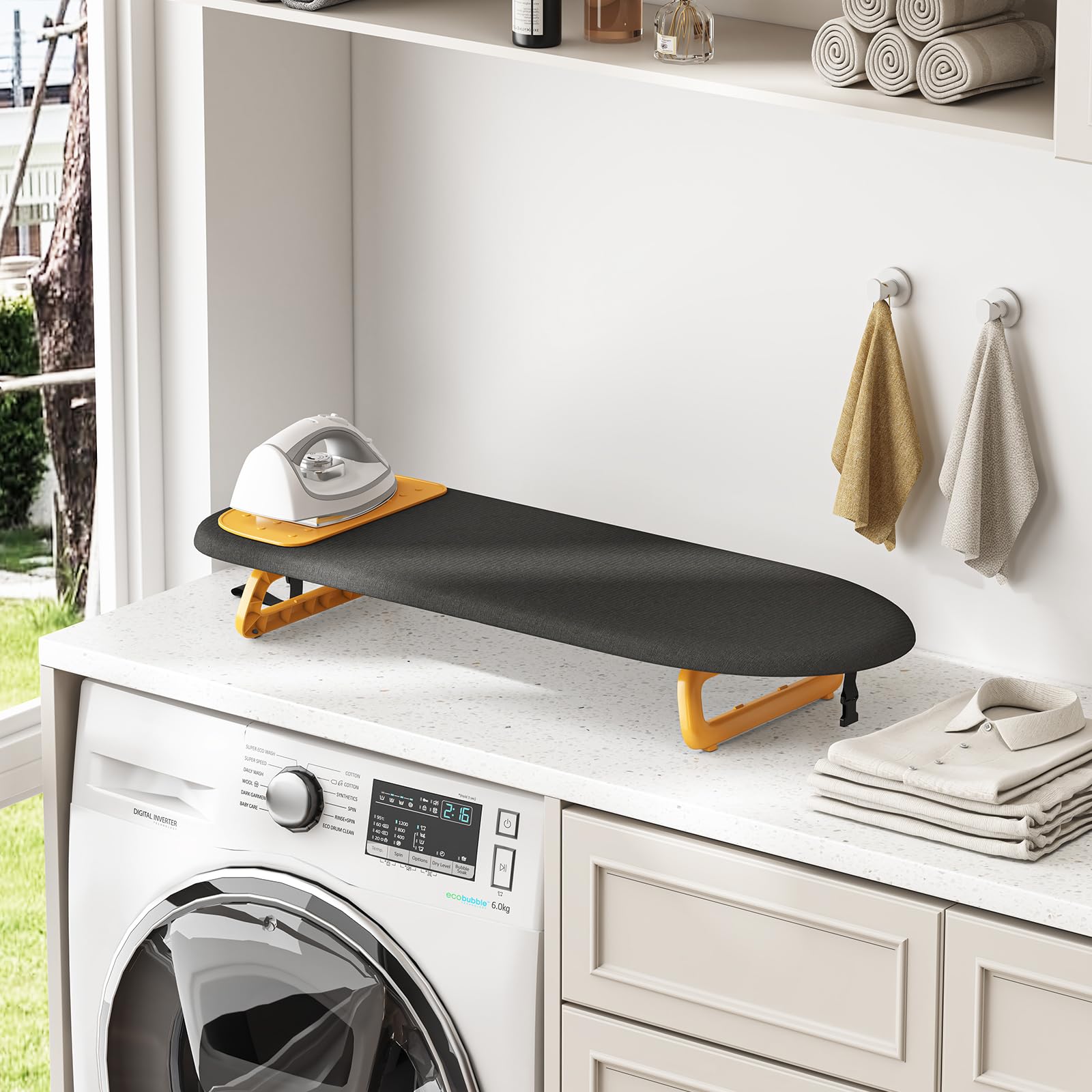 KINGBOARD heat-resistant cotton cover delivers smooth ironing with no grooves.