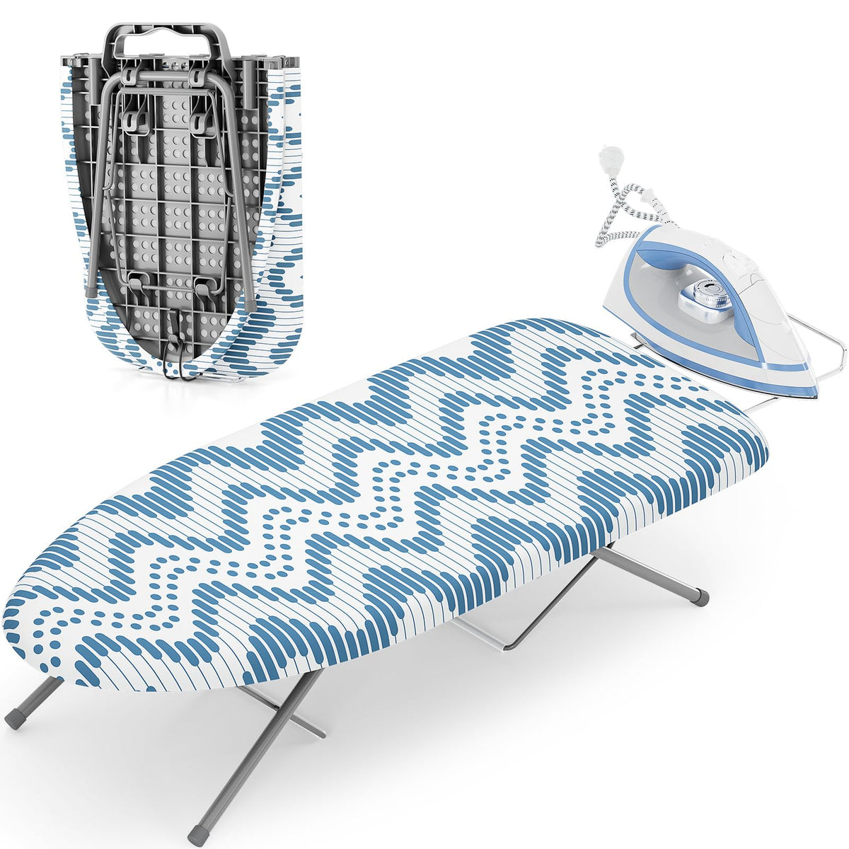 Kingboard tabletop ironing board with heat-resistant cover for fabrics