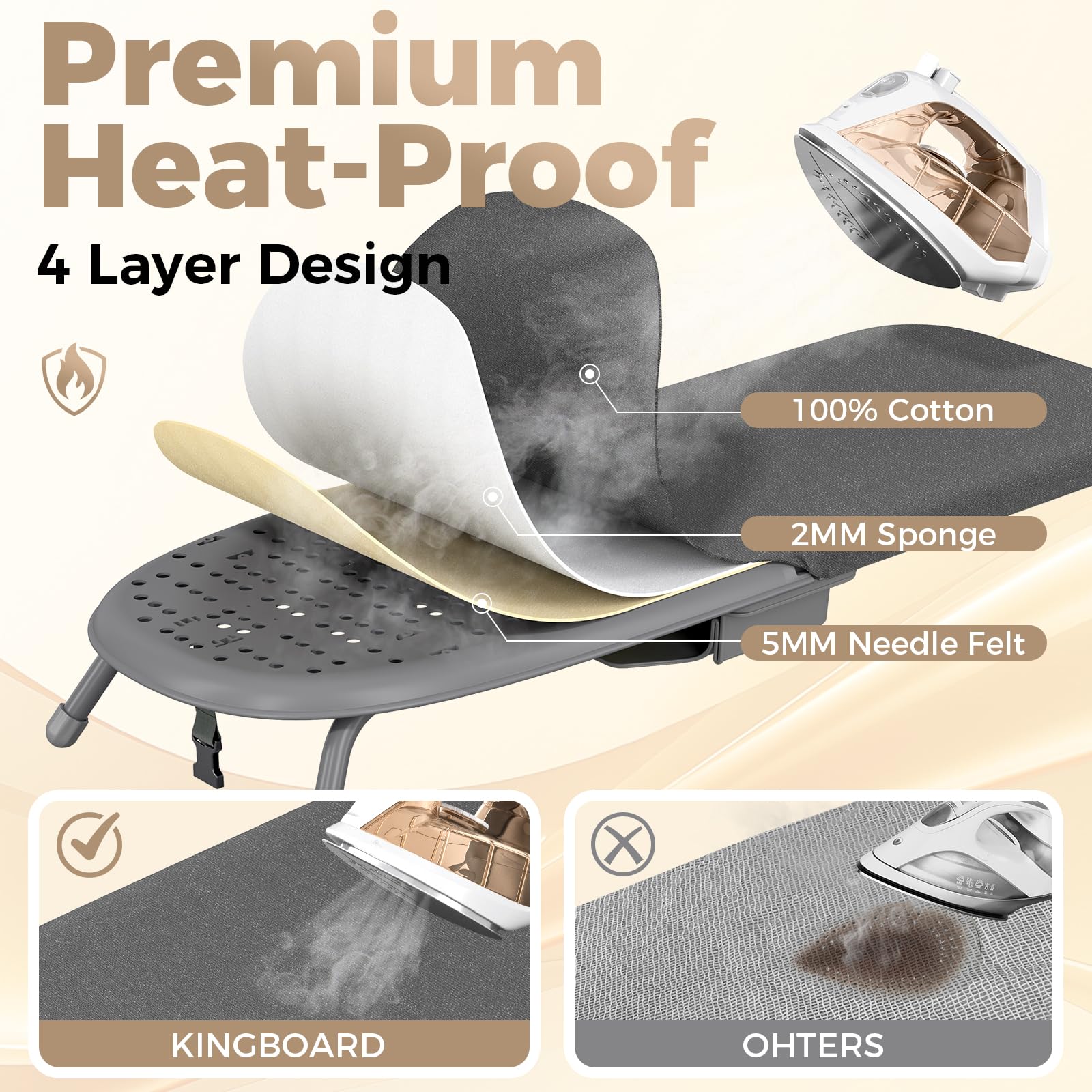 Mesh vented surface promotes airflow during ironing