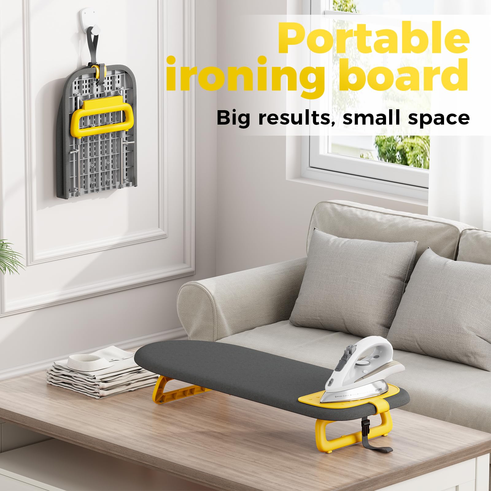 KINGBOARD travel-friendly design fits in bags for on-the-go ironing.
