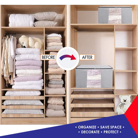 Kingdom Home bedding stored compactly with vacuum bags.
