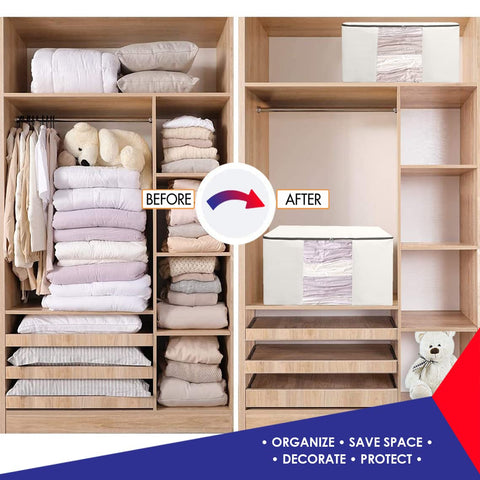 Kingdom Home bags compress blankets and clothes for efficient storage.