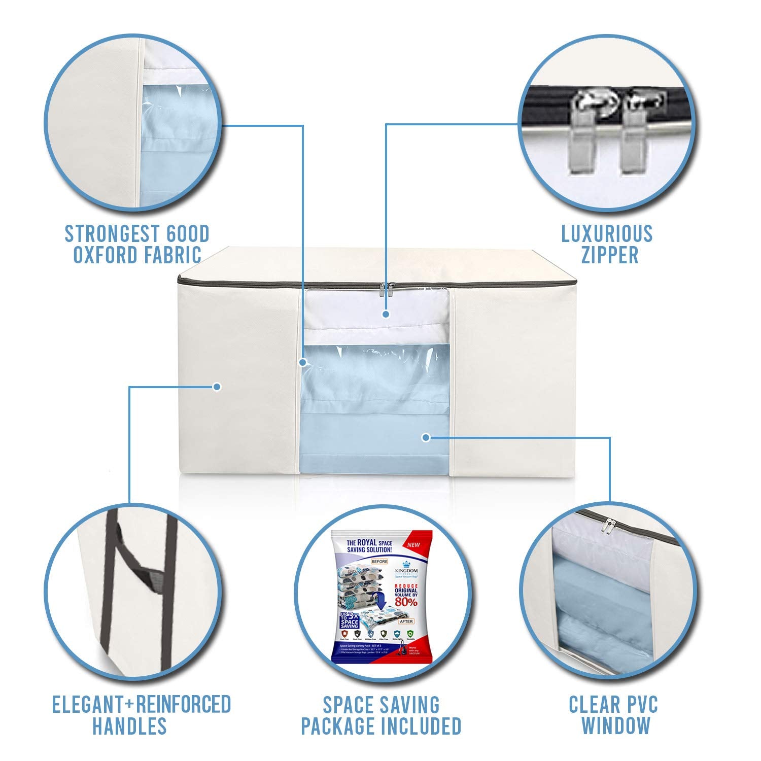 Kingdom Home Storage Tote in a closet showing organized space.