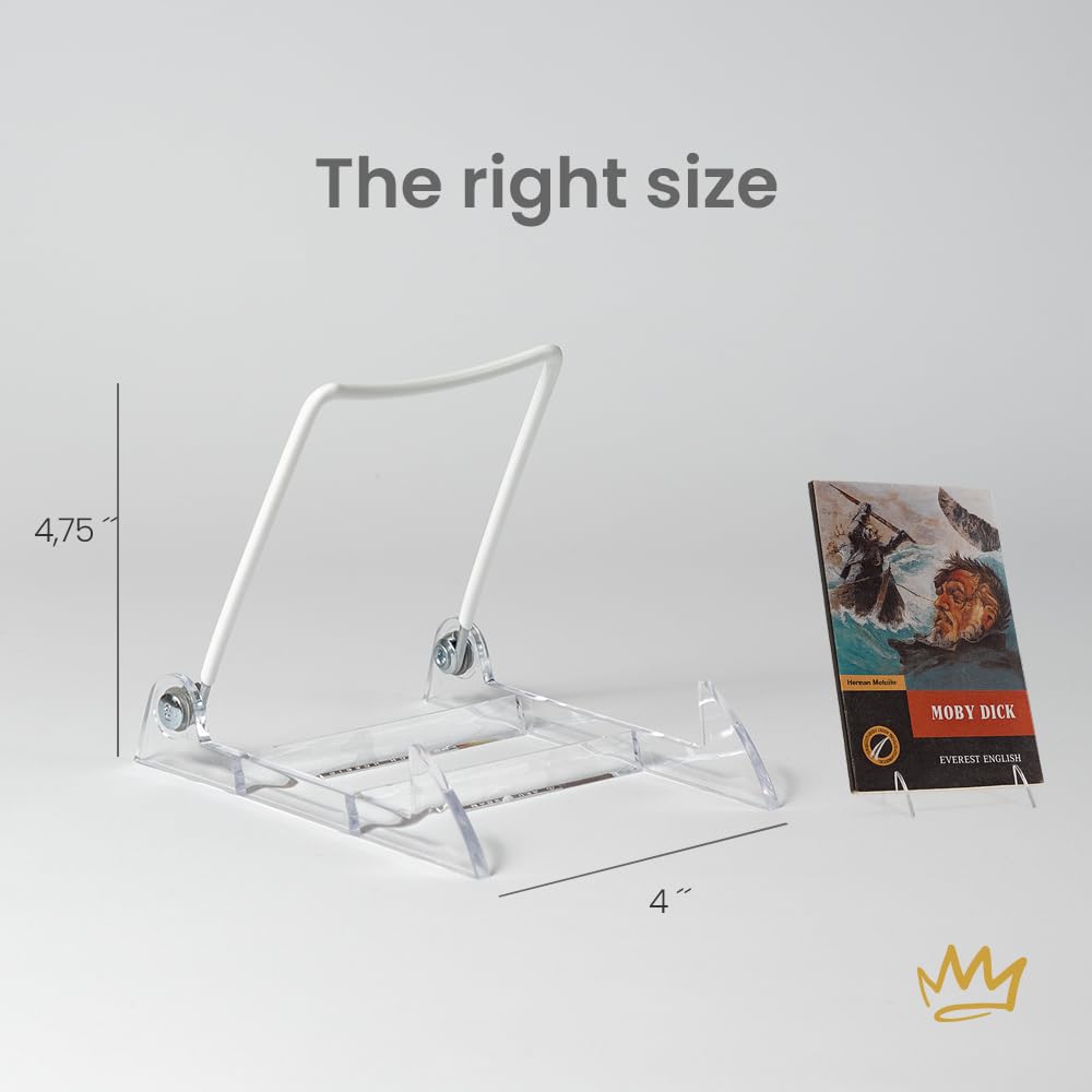 Kingdom Solutions adjustable acrylic easel book stand displaying books at eye level