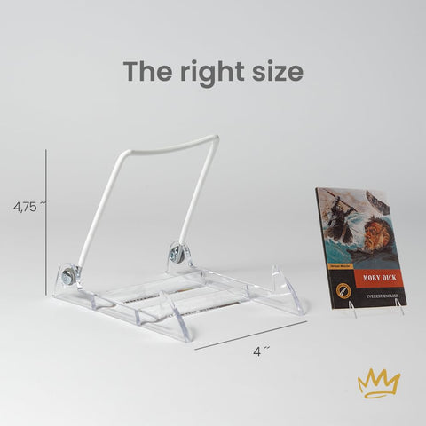 Kingdom Solutions adjustable acrylic easel book stand displaying books at eye level