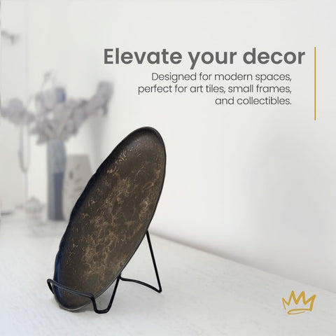 KINGDOM SOLUTIONS black metal plate stand for elegant plate presentation.