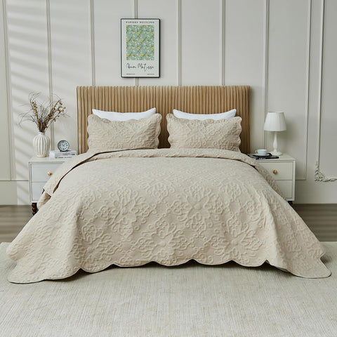 Kingnex bedspread with an elegant pattern adds refined room appeal.
