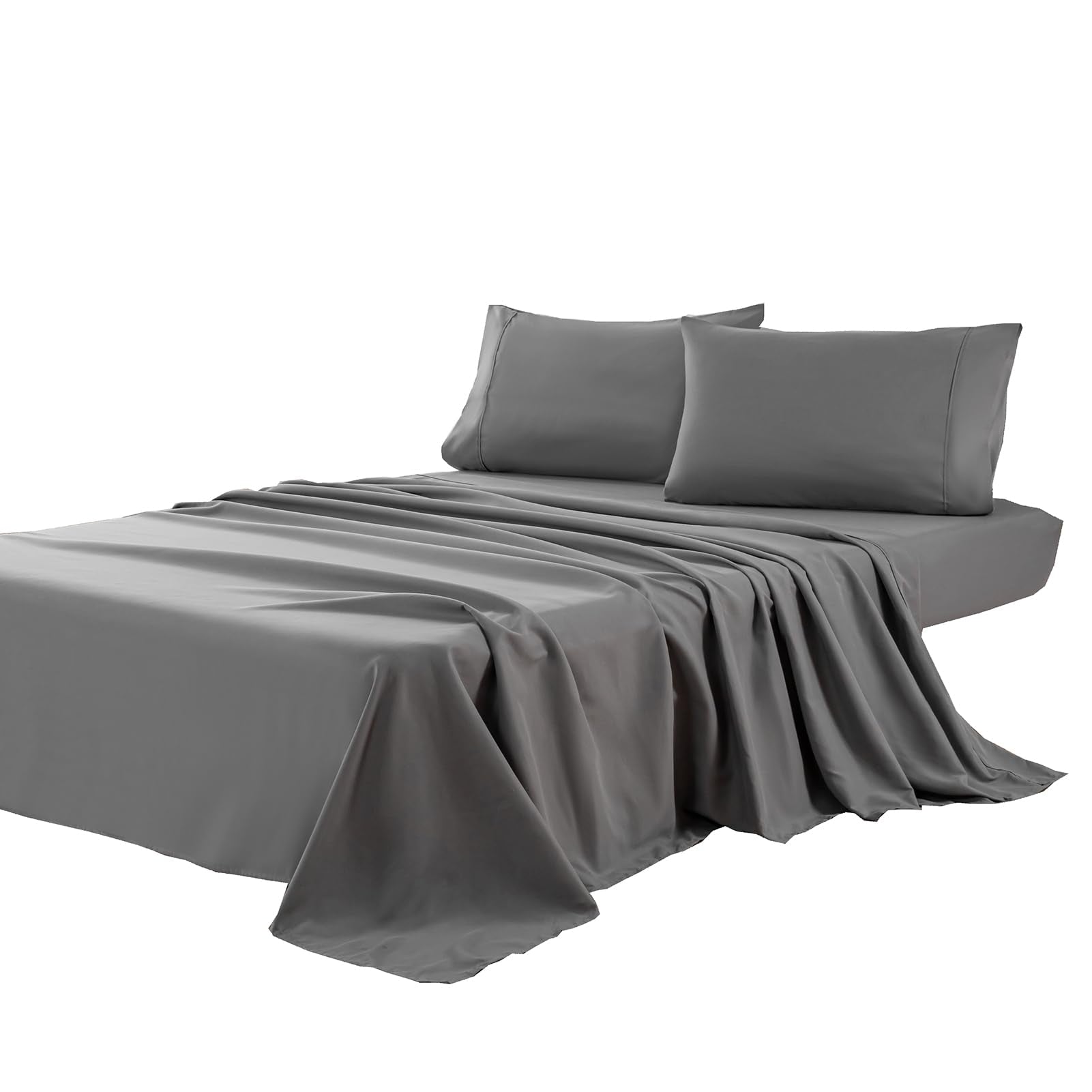 Kingnex oversized king flat sheet 132x110 gray for extra wide beds
