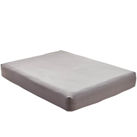 Grey striped Kingnex bedding on a modern sleeper sofa
