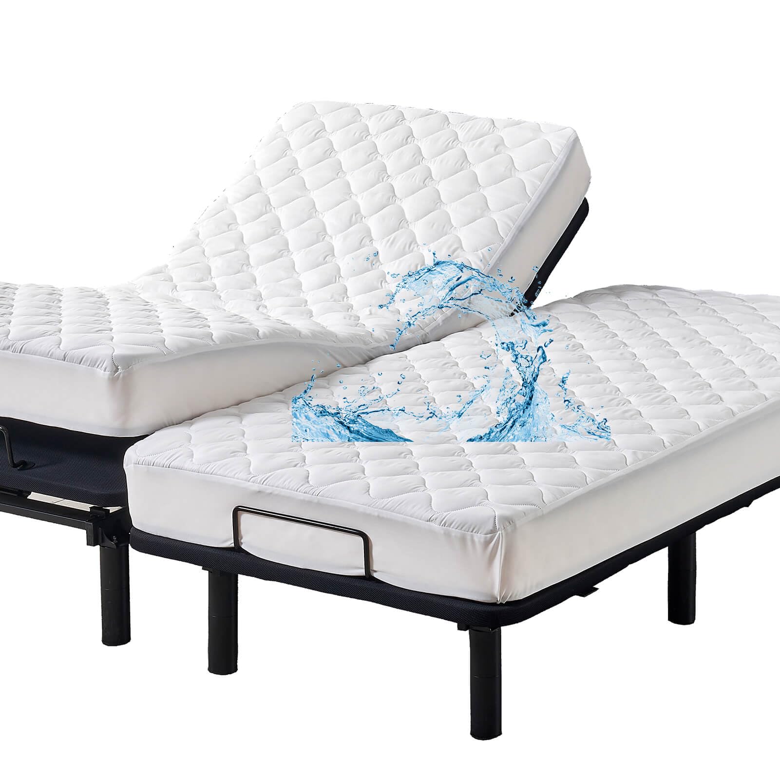 Kingnex waterproof quilted split king protector keeps mattress dry and protected