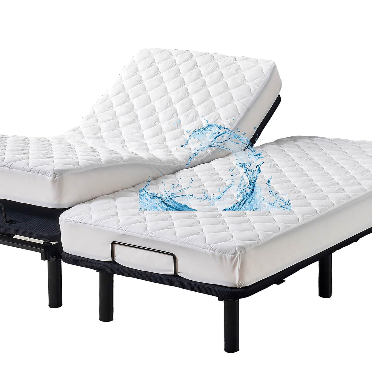 Kingnex waterproof quilted split king protector keeps mattress dry and protected