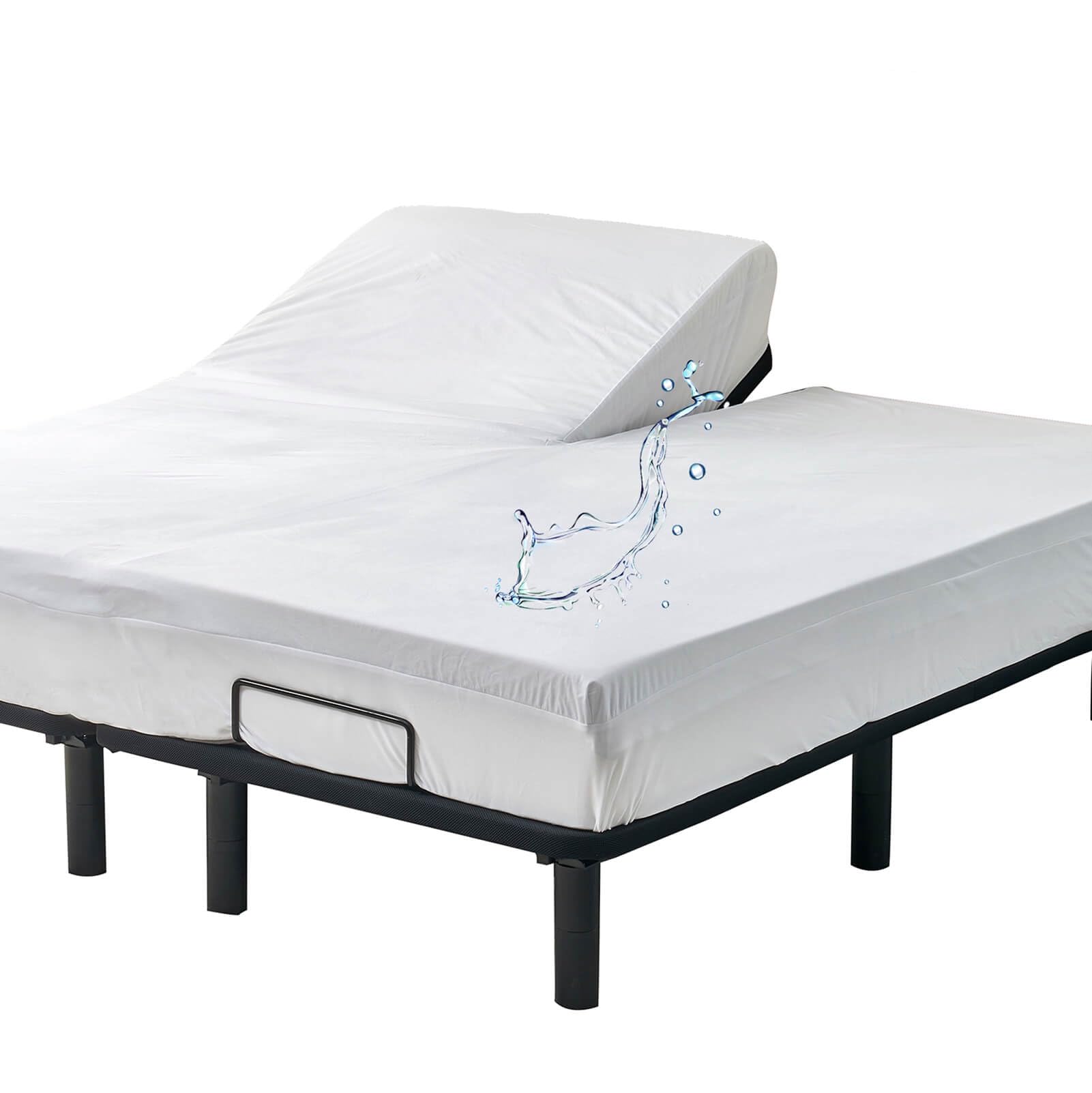 Kingnex waterproof split-top king protector showing waterproof layer for dry, clean mattress
