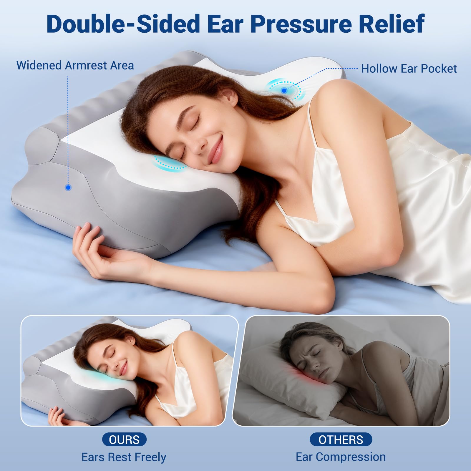 Kingotto pillow offers two heights for customizable comfort across sleep styles.