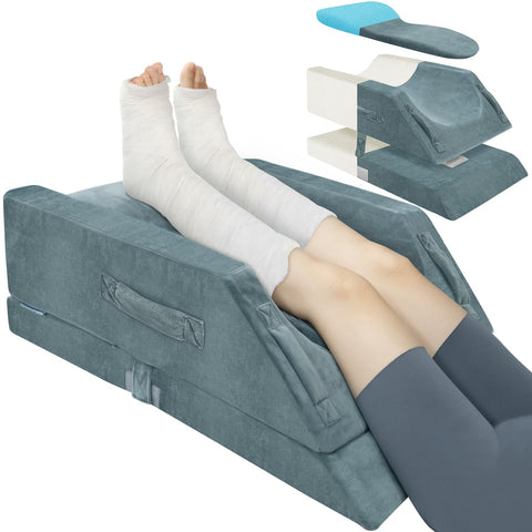 KingPavonini 4-height leg elevation pillow showing adjustable heights for comfort.