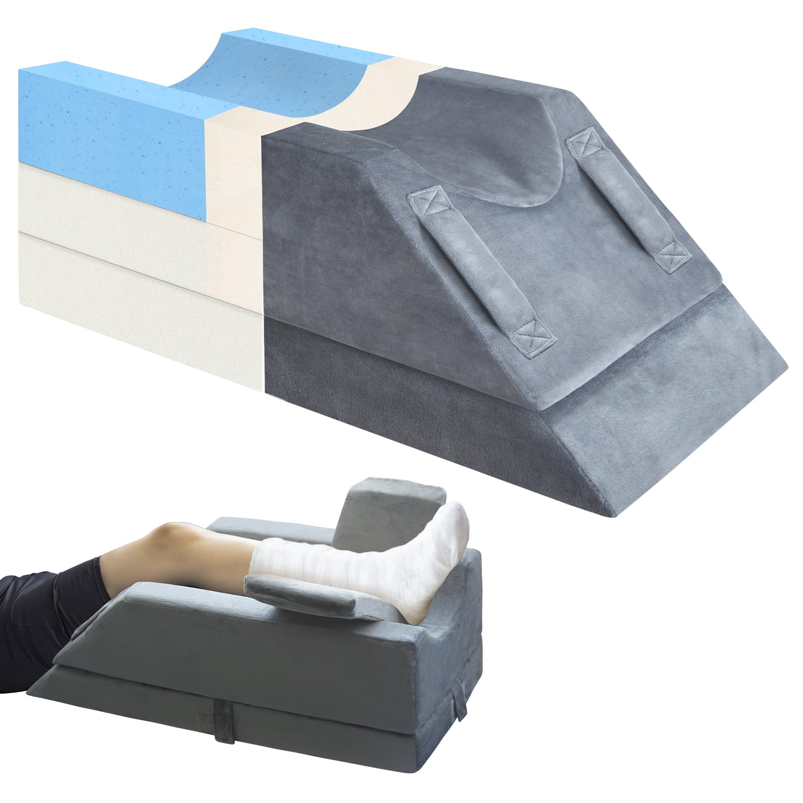 KingPavonini four-height leg elevation pillow assembled for versatile leg support during recovery.