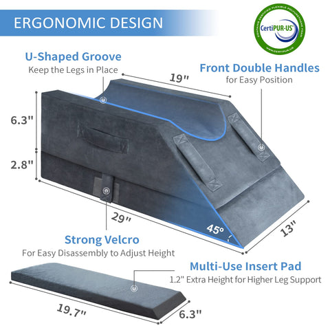 KingPavonini leg elevation pillow height adjustment with removable layer for customization.