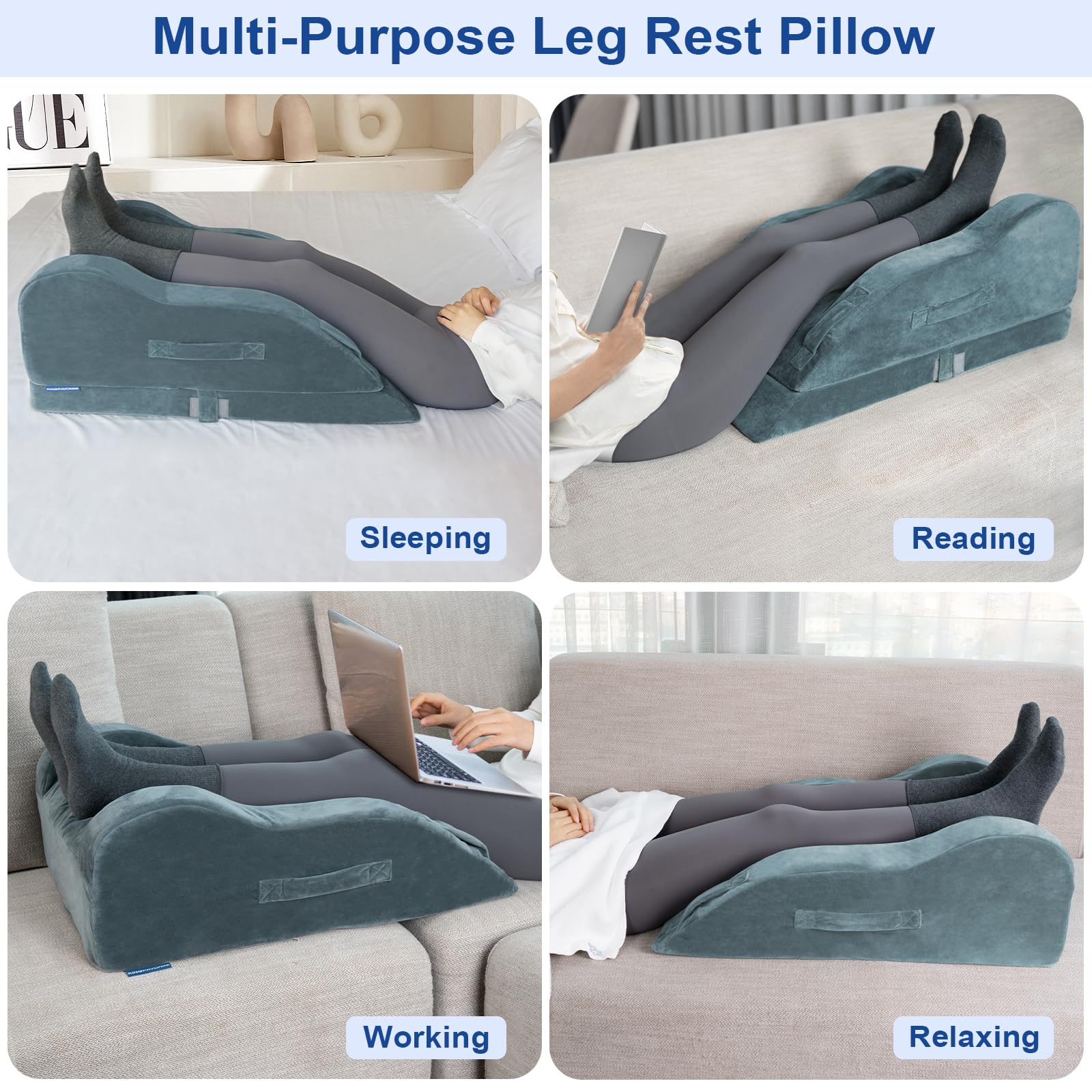 KingPavonini leg elevation pillow used on couch for relaxed elevation