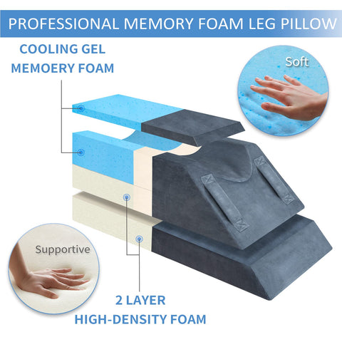 KingPavonini leg pillow memory foam top with gel for comfortable sleep.
