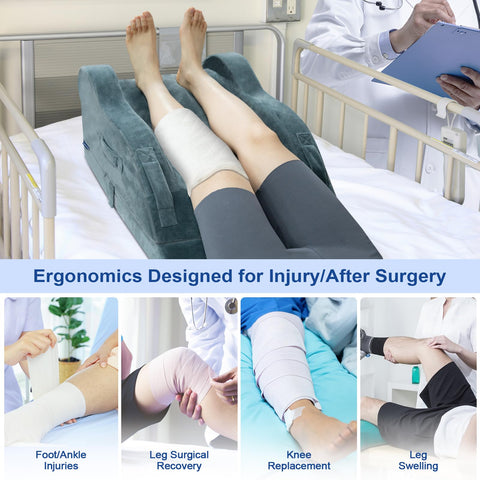 KingPavonini leg elevation pillow placed on bed for post-surgery comfort