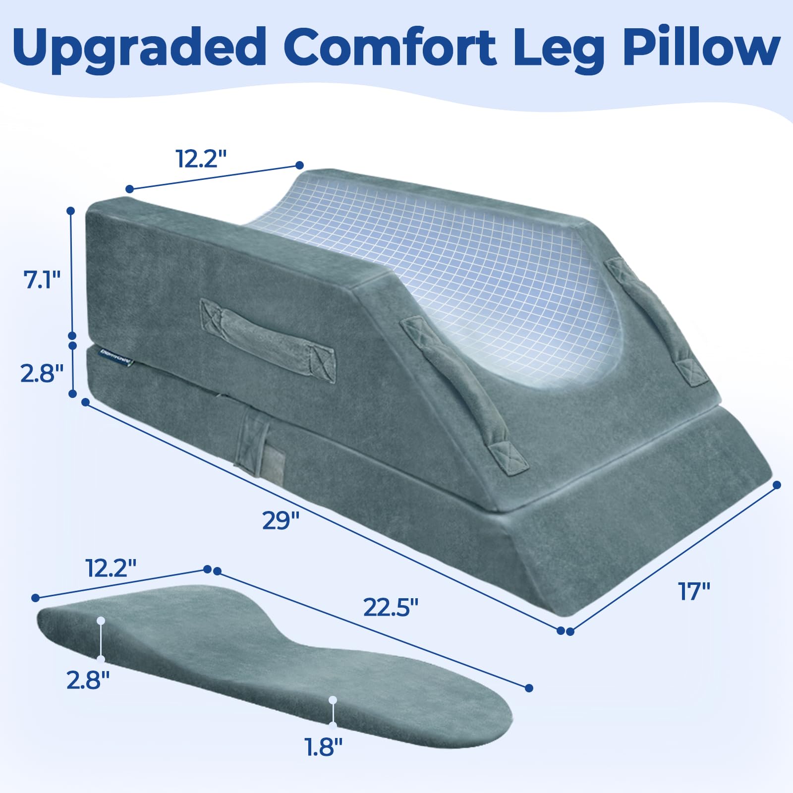 KingPavonini memory foam fill provides soft yet supportive leg support.