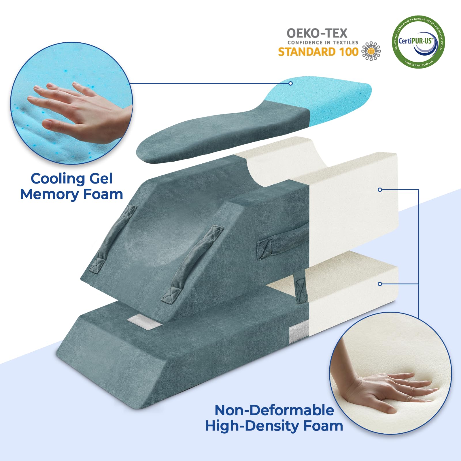 KingPavonini memory foam wedge pillow offers soft cushioning with steady support.