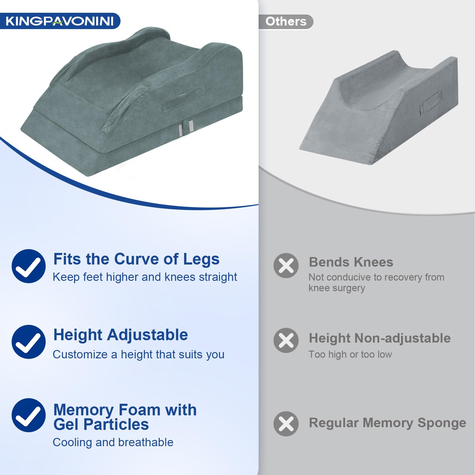 KingPavonini pillow front and side handles enable easy repositioning
