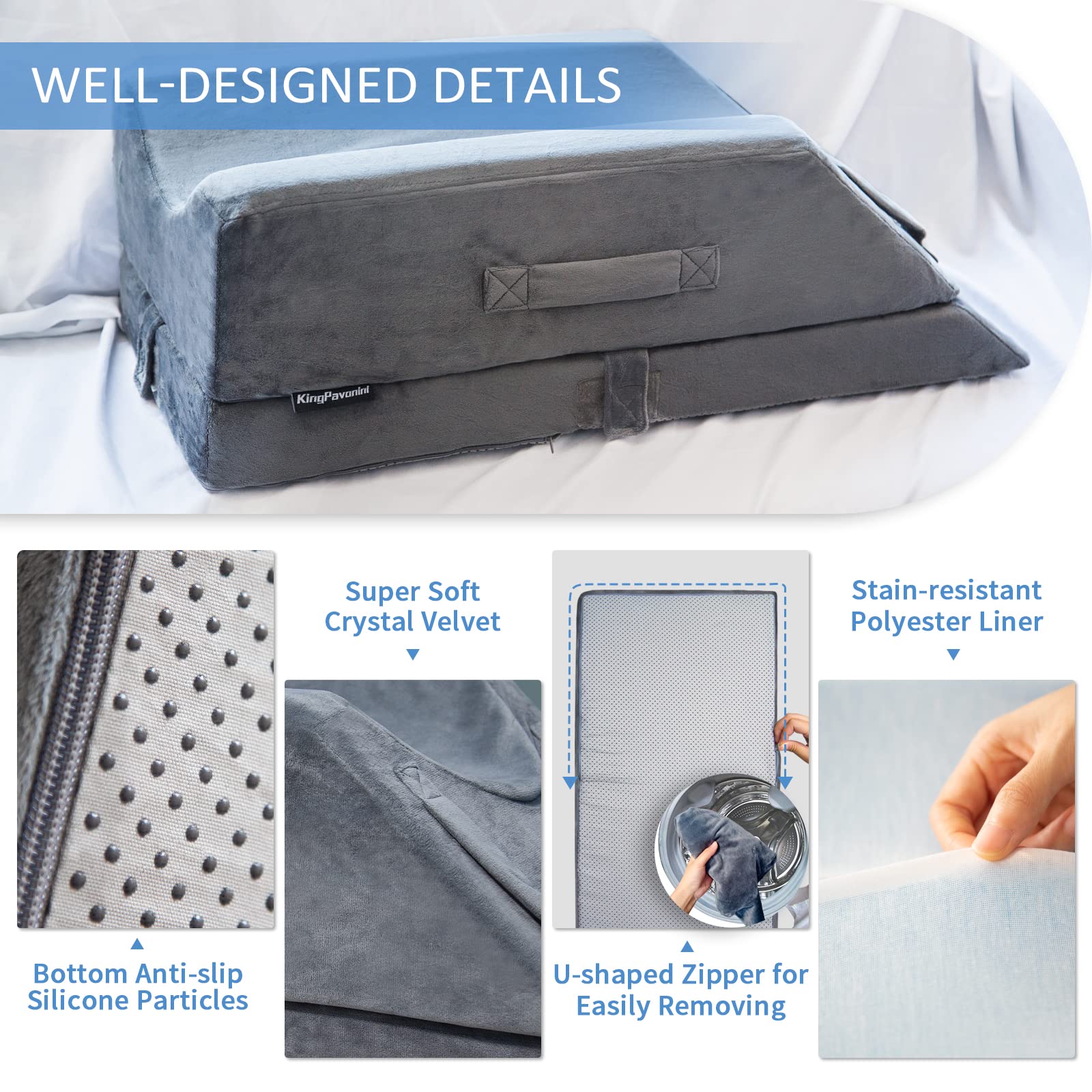 KingPavonini washable velvet cover keeps pillow clean and fresh.