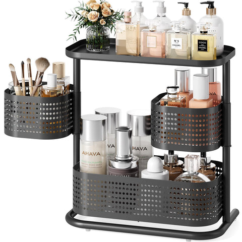 KINGRACK 3-Tier rotating organizer for bathroom counter offering easy access to essentials.