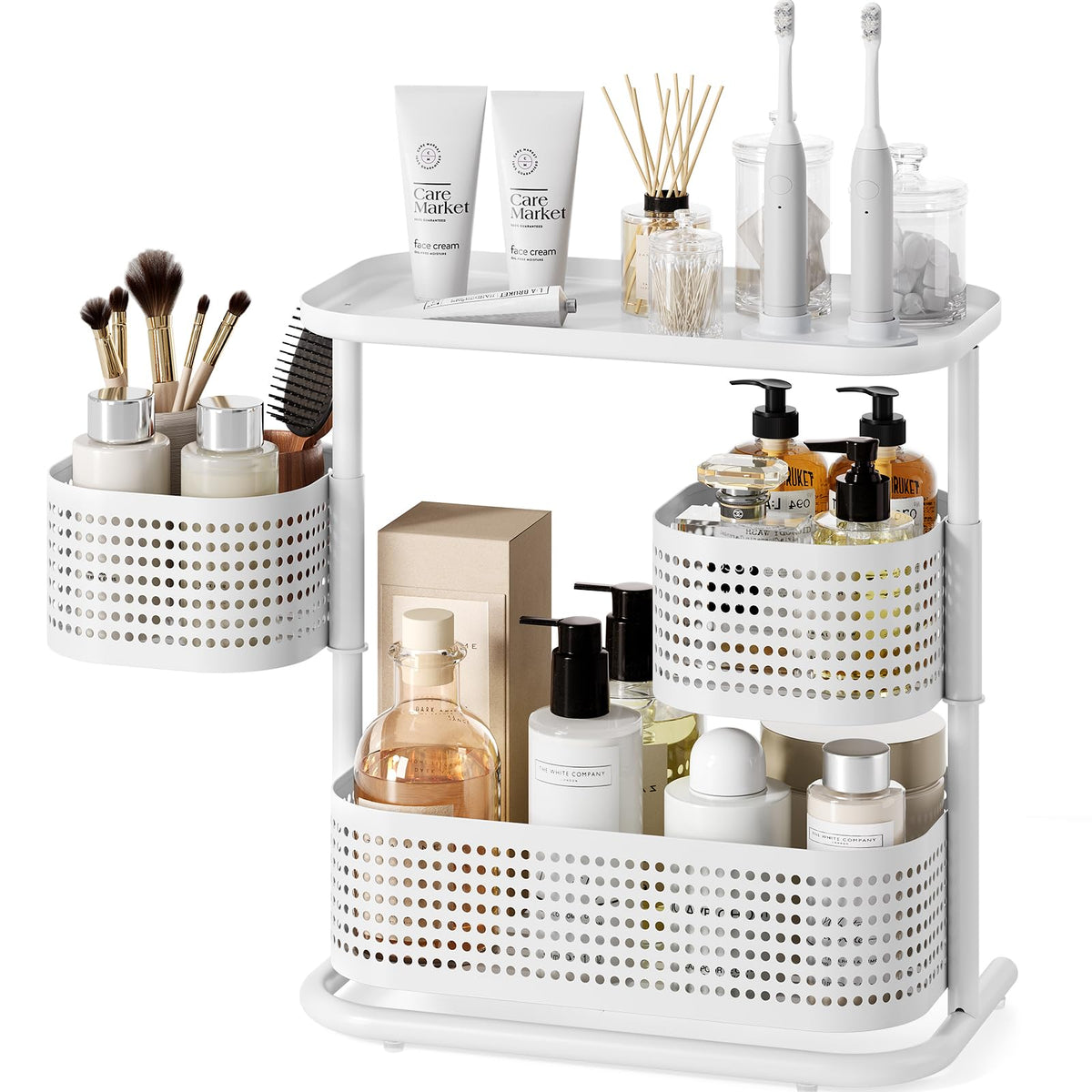 KINGRACK 3-tier rotating organizer displaying cosmetics for easy access